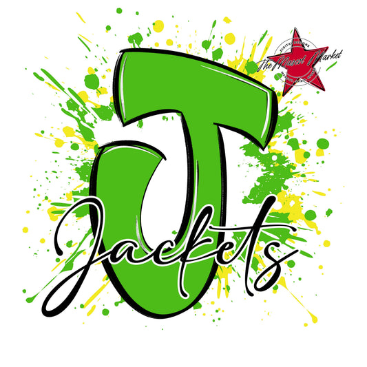 Jackets Mascot Splatter-Bright Green & Bright Yellow