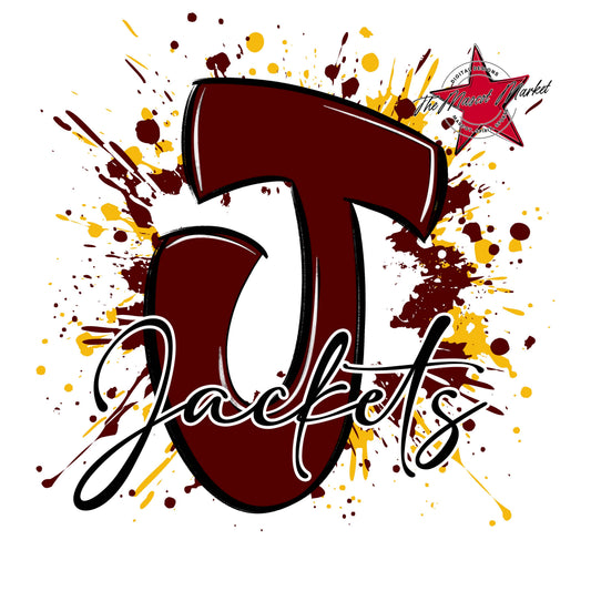 Jackets Mascot Splatter-Maroon & Yellow