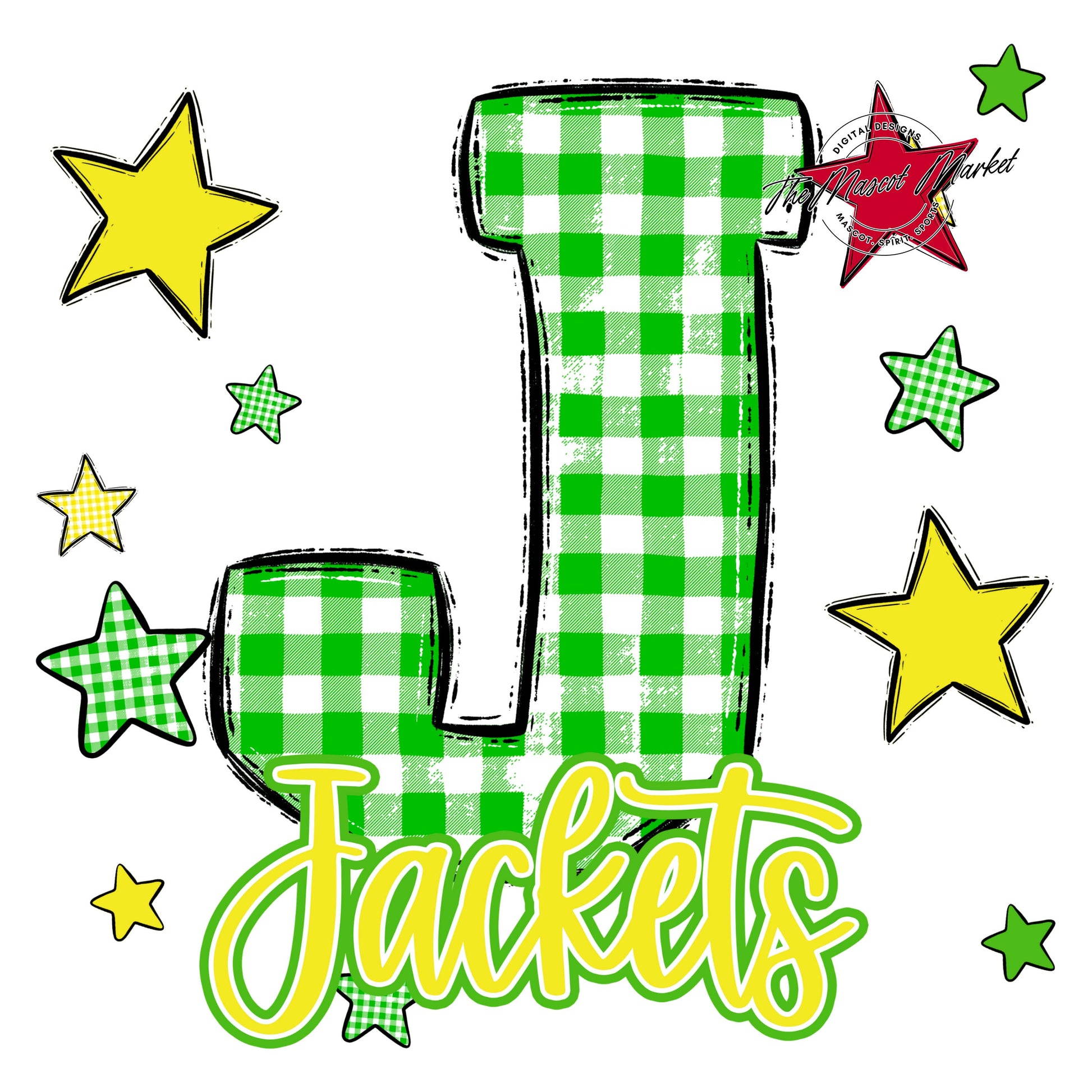 Jackets Plaid Star Design-Bright Green & Bright Yellow
