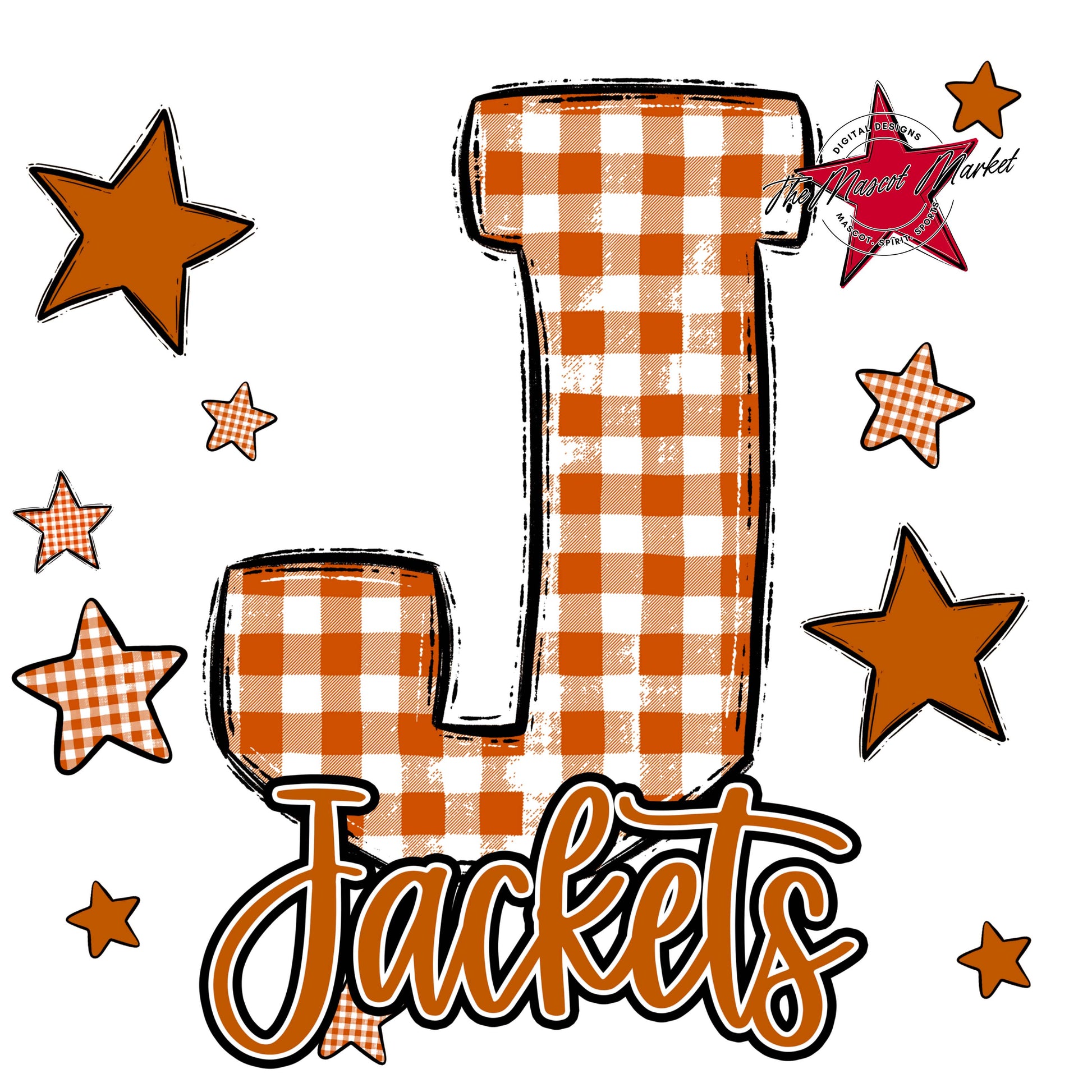 Jackets Plaid Star Design-Burnt Orange