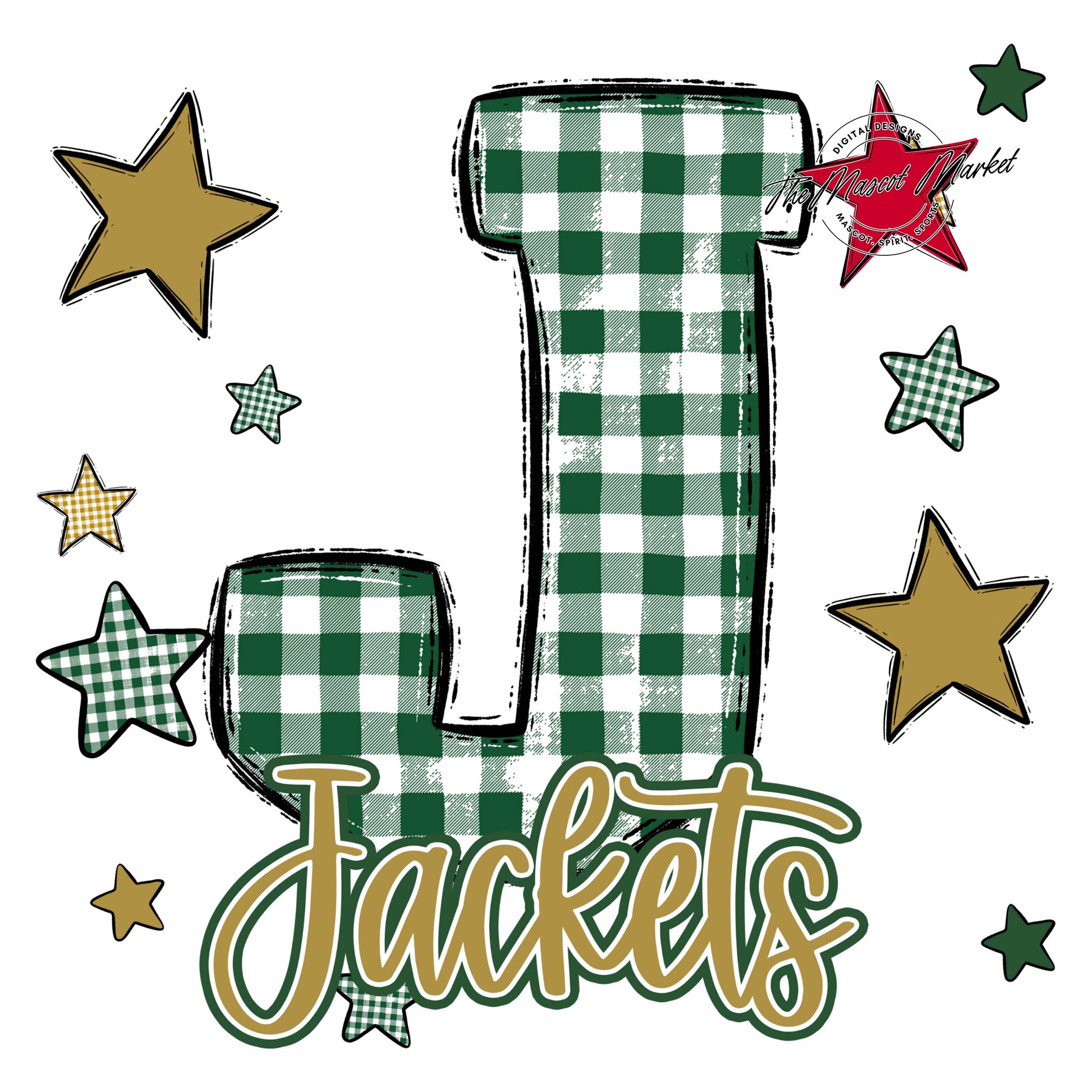 Jackets Plaid Star Design-Green & Gold