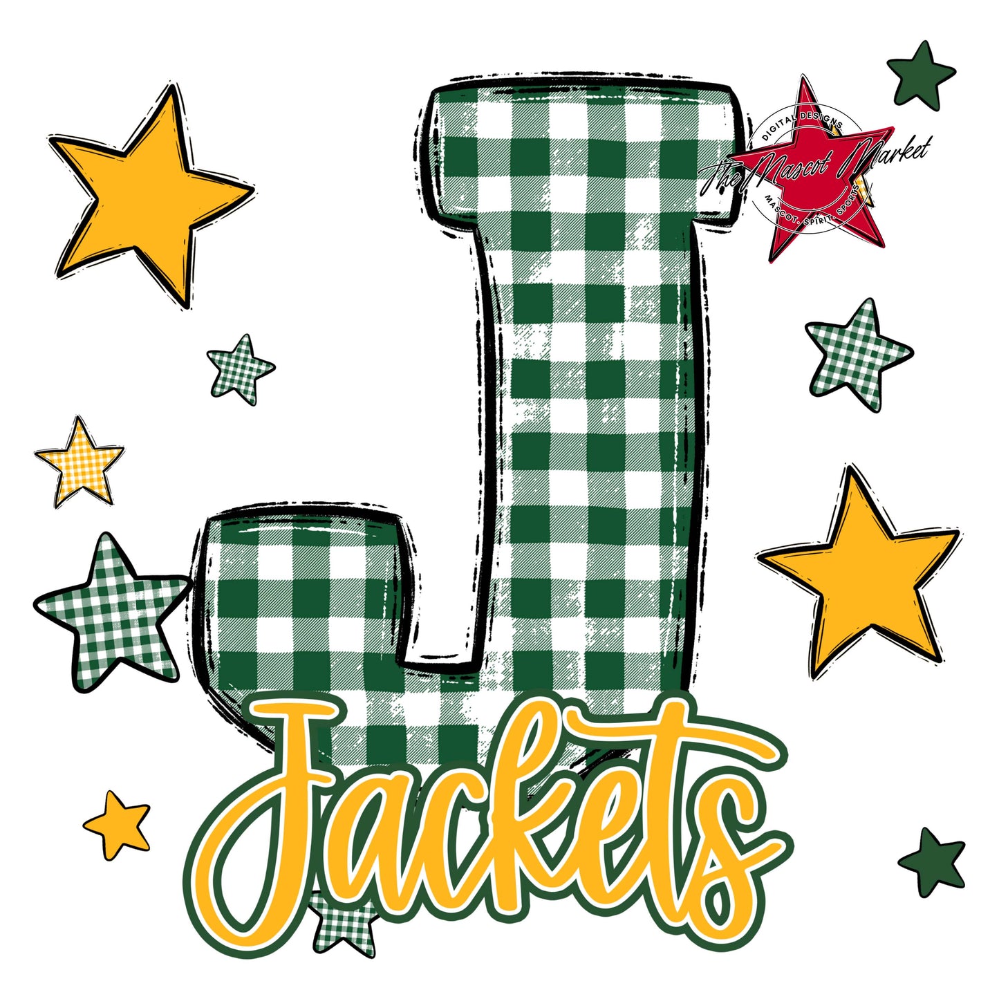 Jackets Plaid Star Design-Green & Yellow