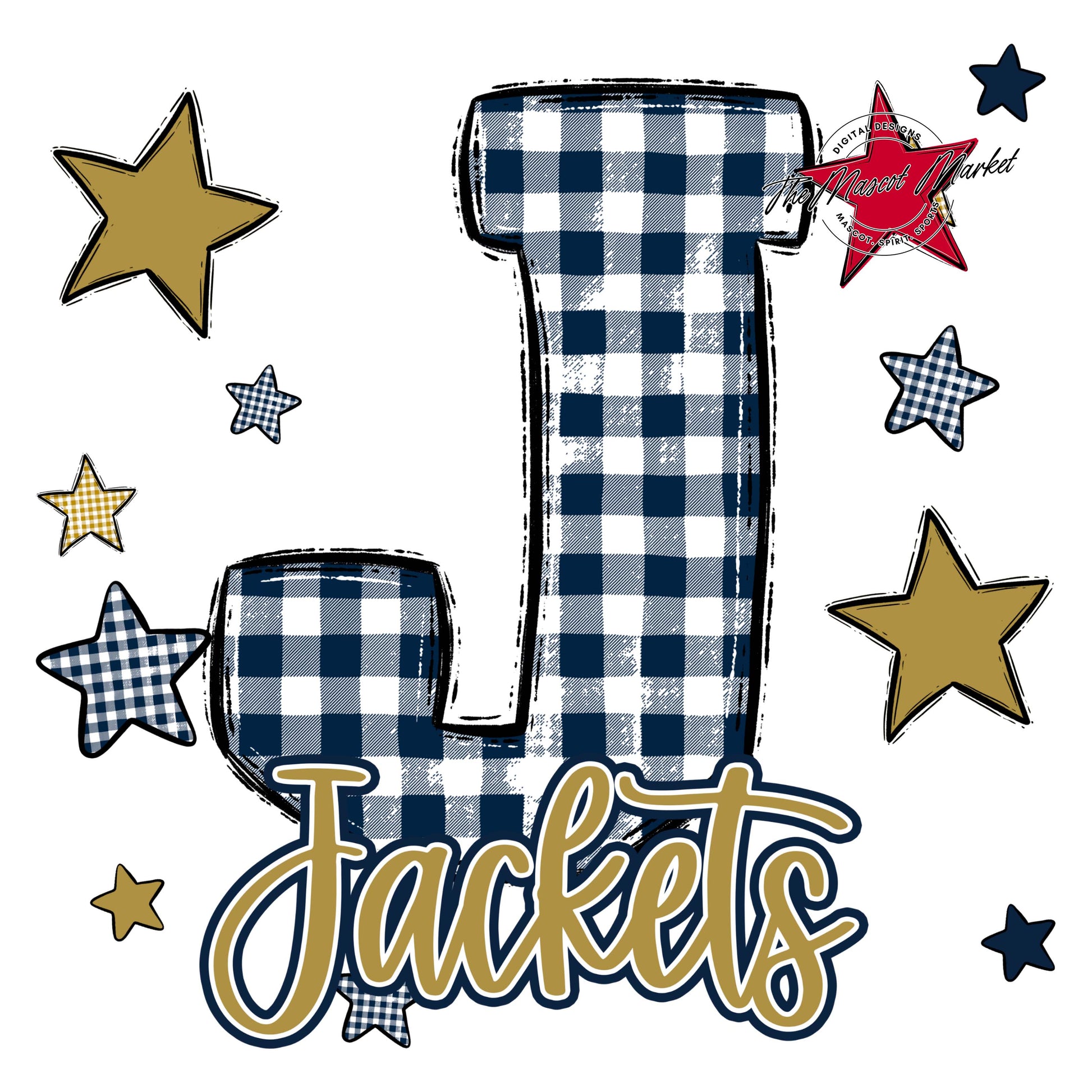 Jackets Plaid Star Design-Navy & Gold