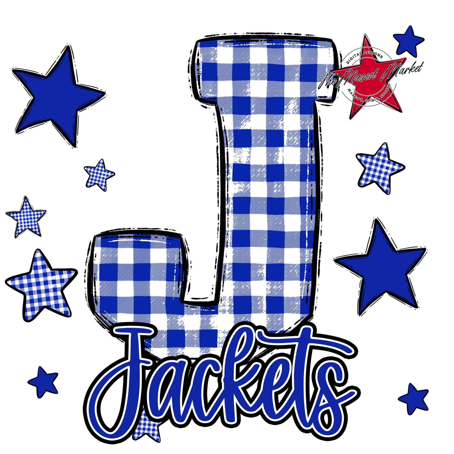 Jackets Plaid Star Design-Royal Blue