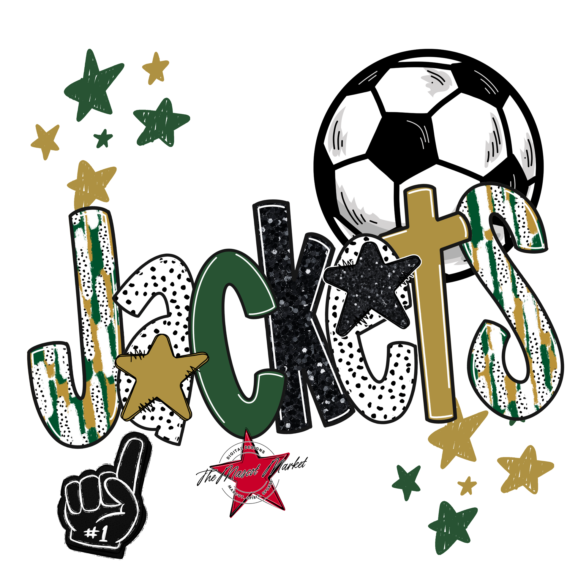 Jackets Soccer Scrape-Green-Gold