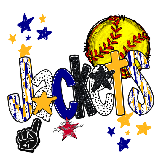 Jackets Softball Scrape-Blue-Yellow