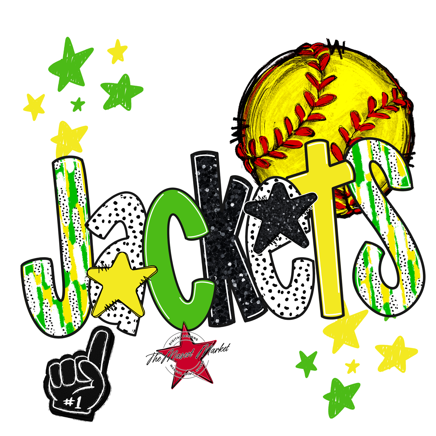 Jackets Softball Scrape-Bright Green-Bright Yellow