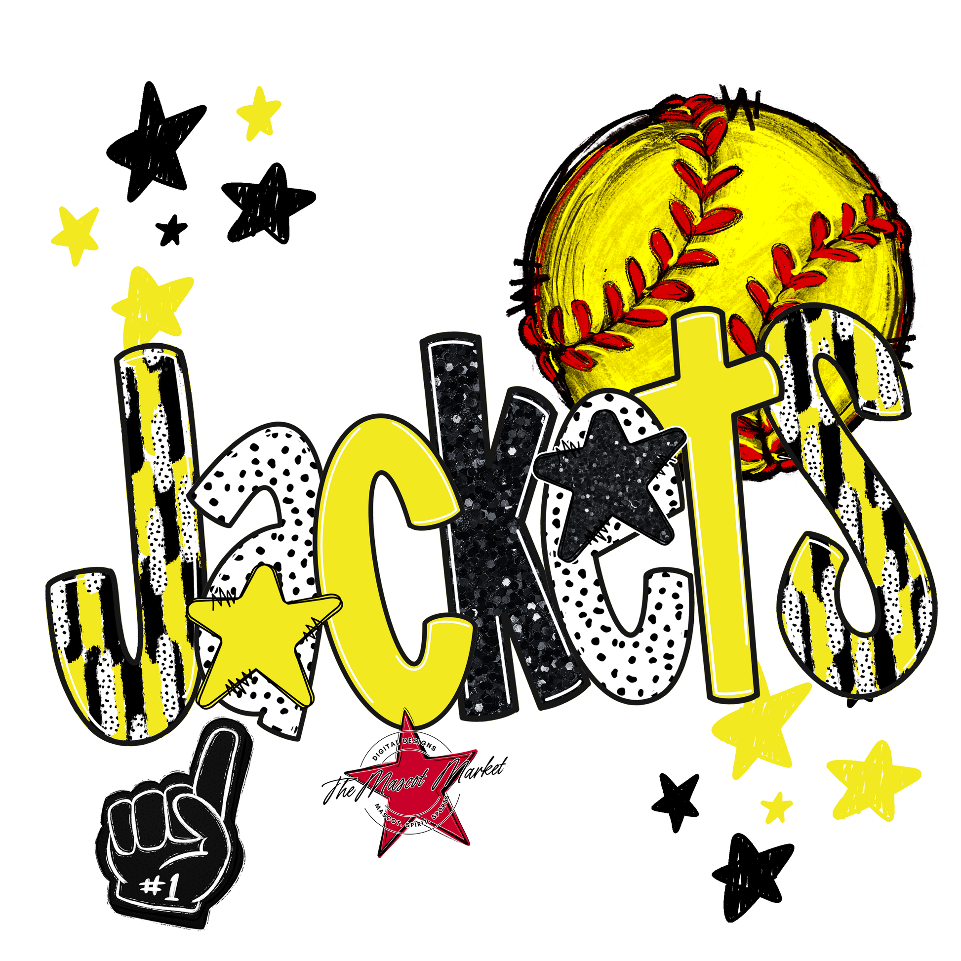 Jackets Softball Scrape-Bright Yellow