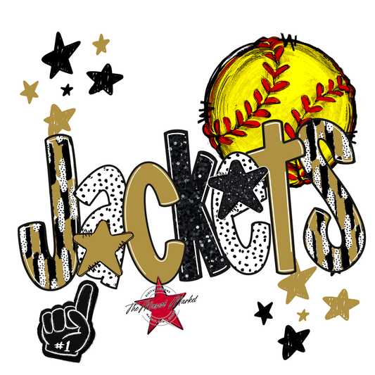 Jackets Softball Scrape-Gold