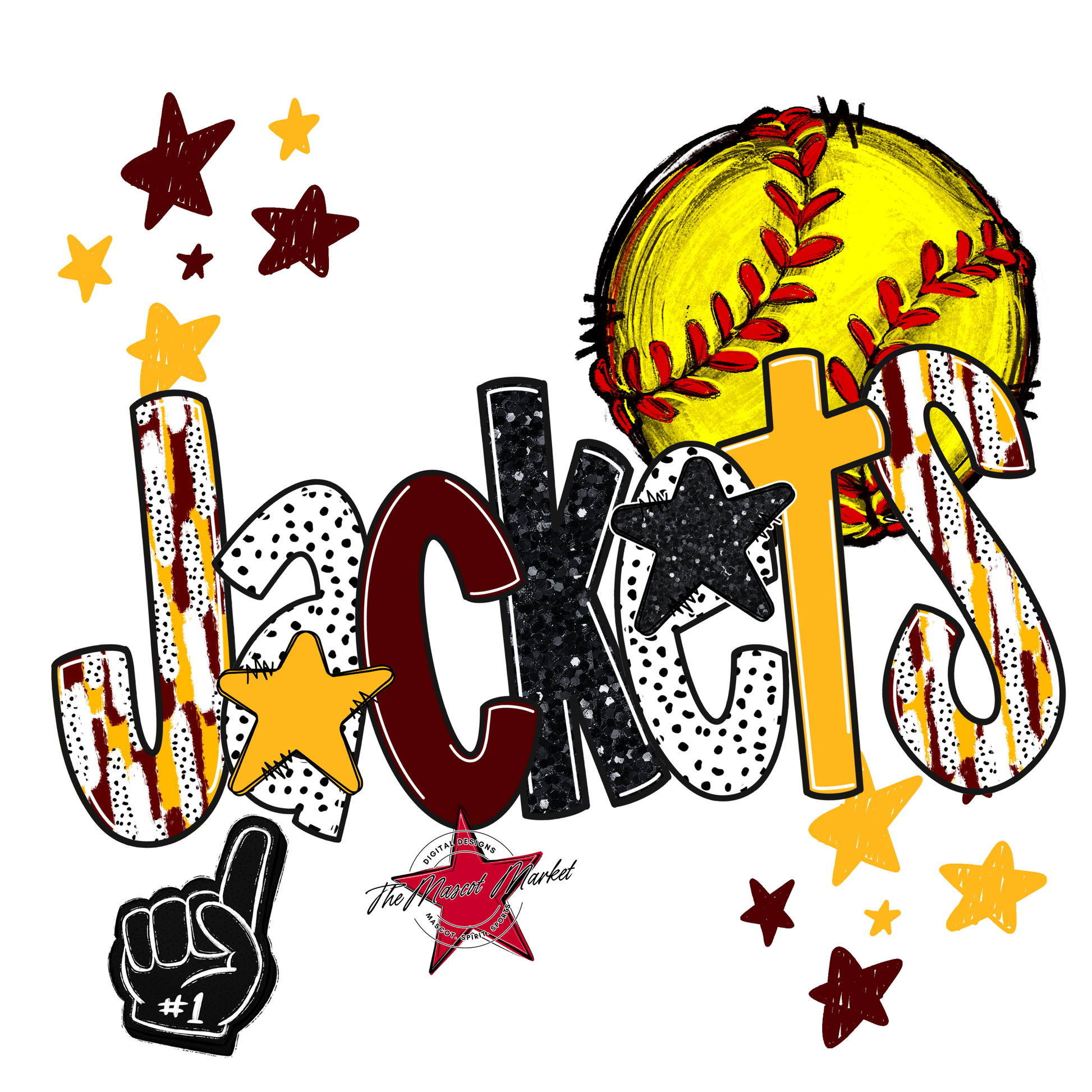 Jackets Softball Scrape-Maroon-Yellow