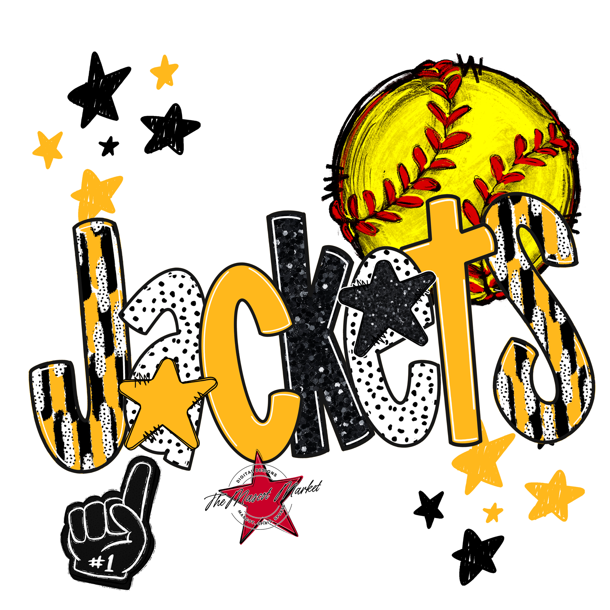 Jackets Softball Scrape-Yellow