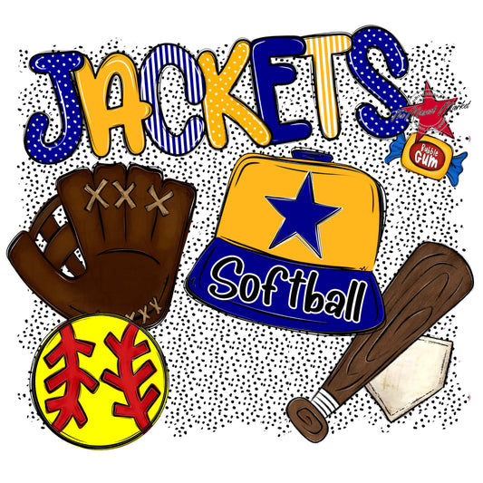 Jackets Softball Spirit-Blue & Yellow