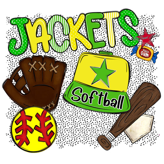 Jackets Softball Spirit-Bright Green & Bright Yellow