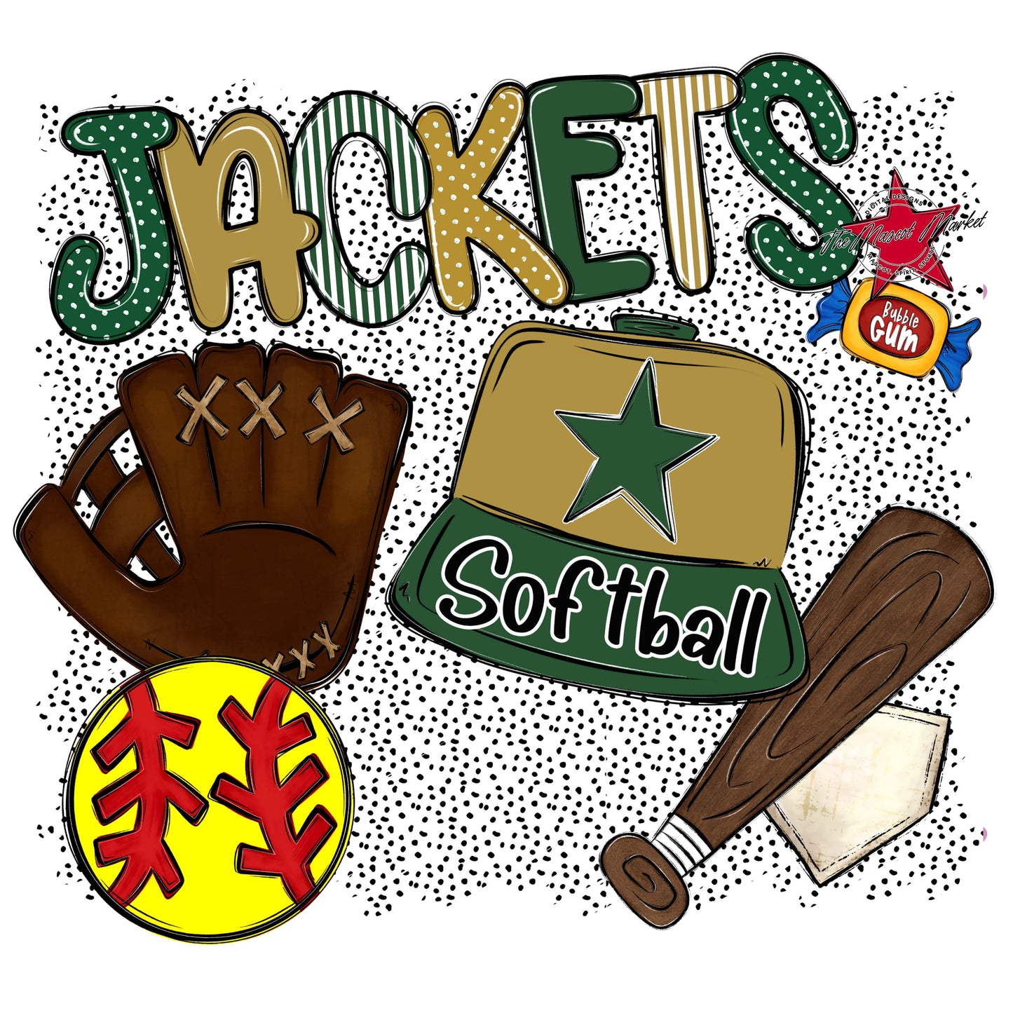 Jackets Softball Spirit-Green & Gold