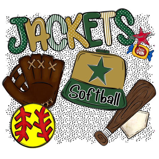 Jackets Softball Spirit-Green & Gold