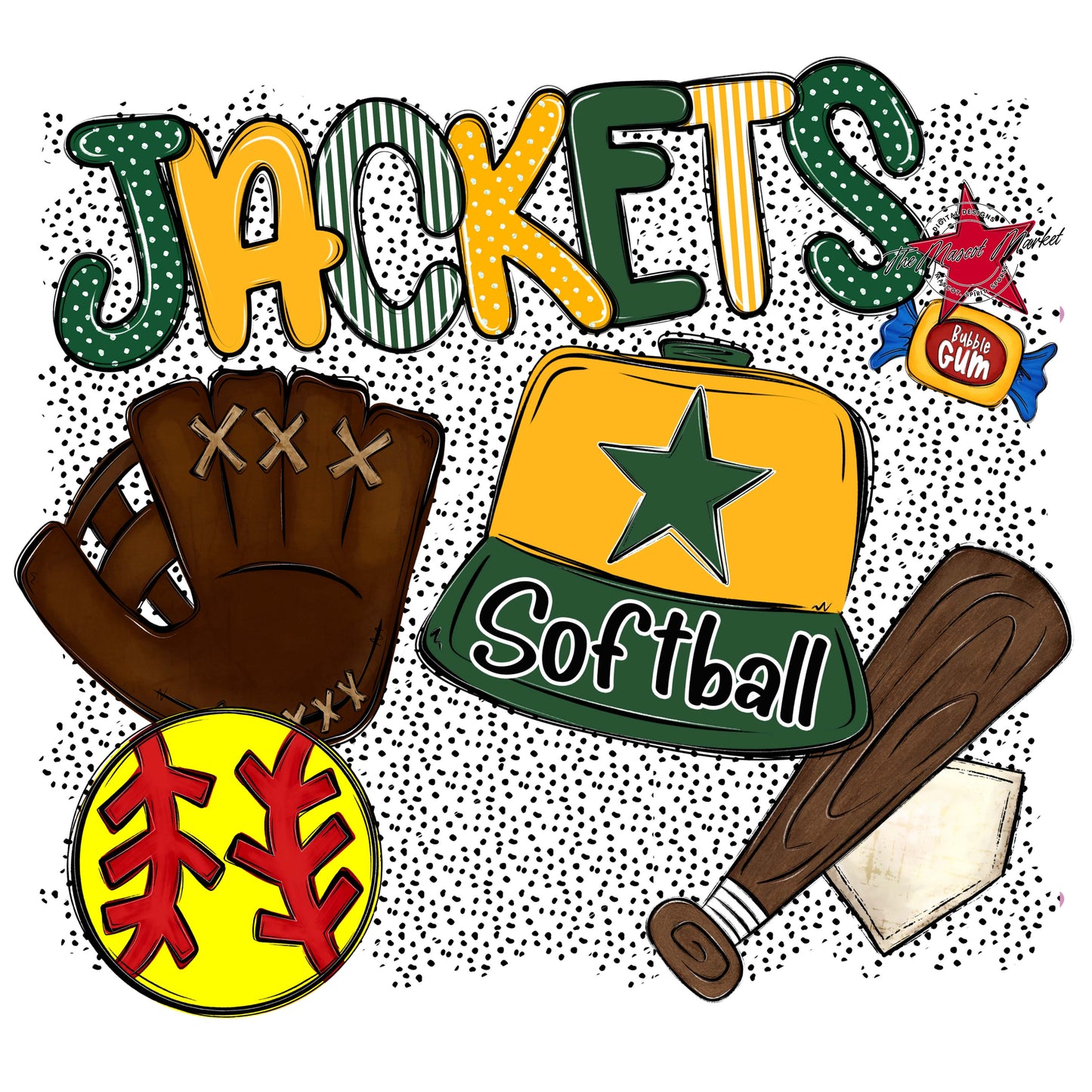 Jackets Softball Spirit-Green & Yellow