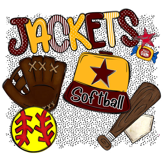 Jackets Softball Spirit-Maroon & Yellow