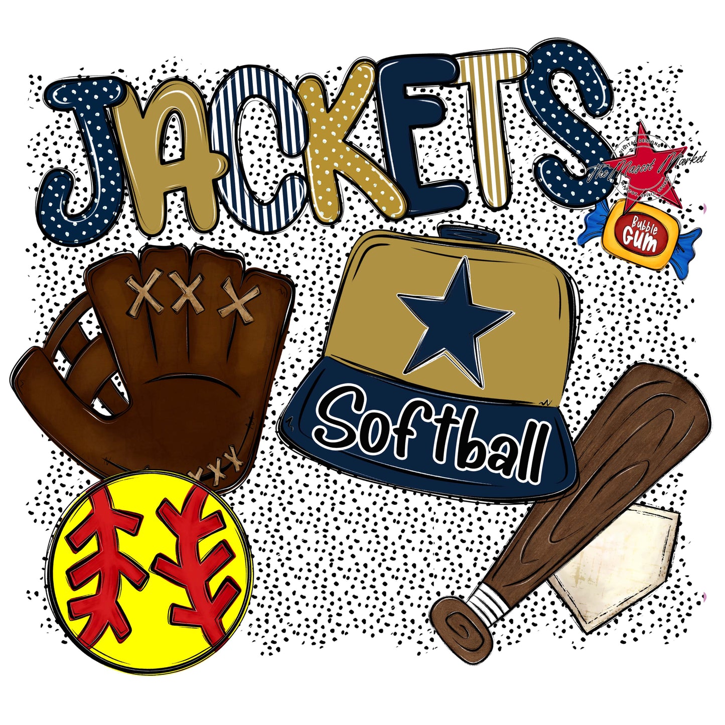 Jackets Softball Spirit-Navy & Gold