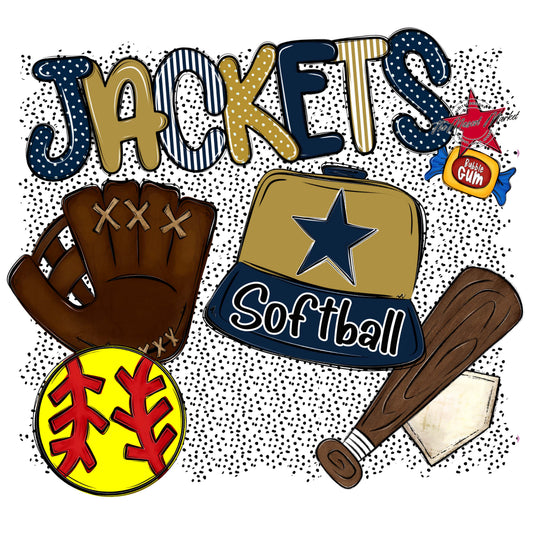 Jackets Softball Spirit-Navy & Gold