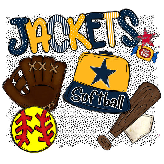 Jackets Softball Spirit-Navy & Yellow