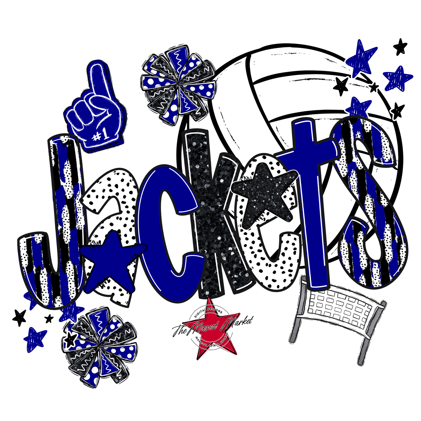 Jackets Volleyball Scrape-Blue