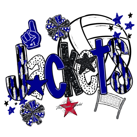 Jackets Volleyball Scrape-Blue