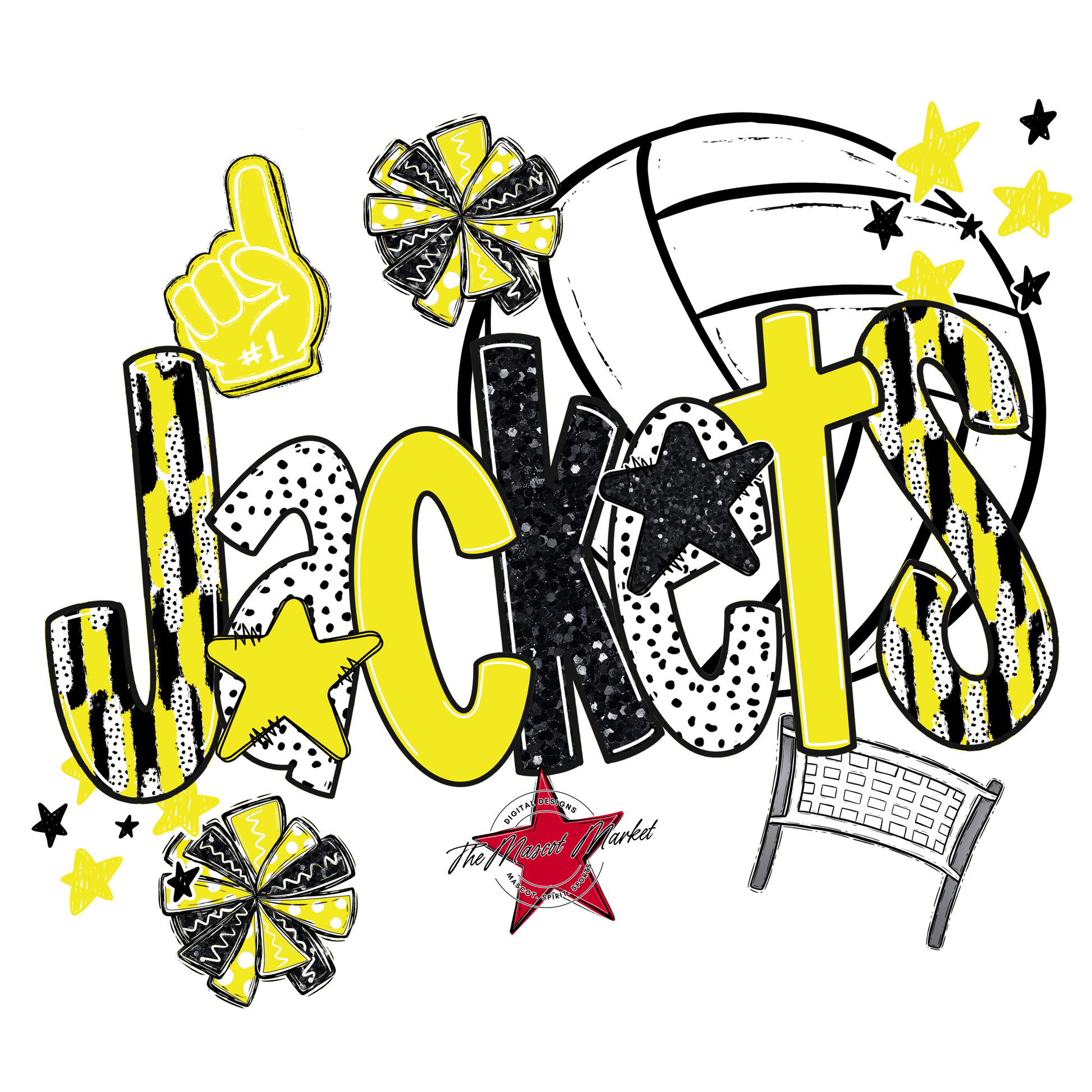 Jackets Volleyball Scrape-Bright Yellow