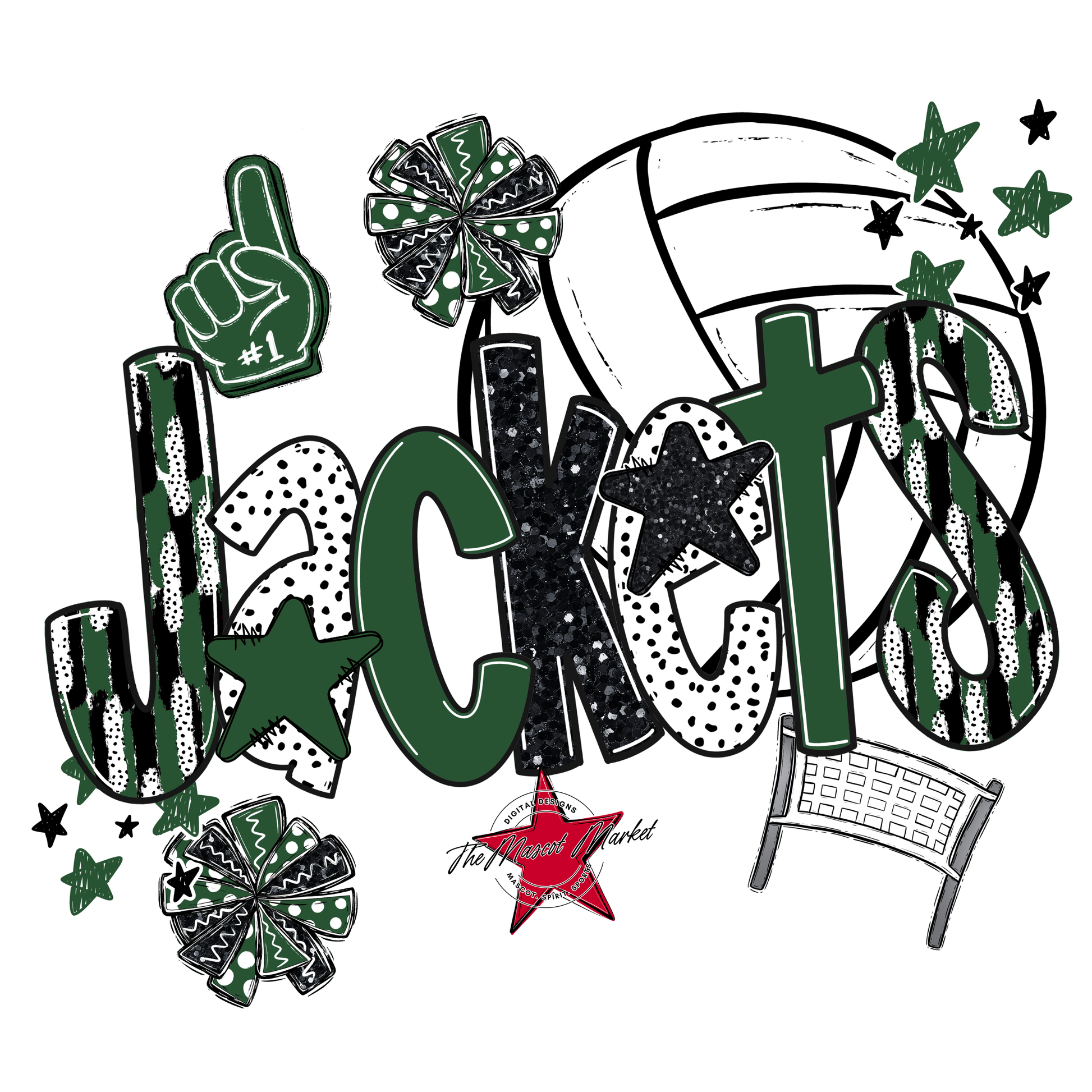 Jackets Volleyball Scrape-Green