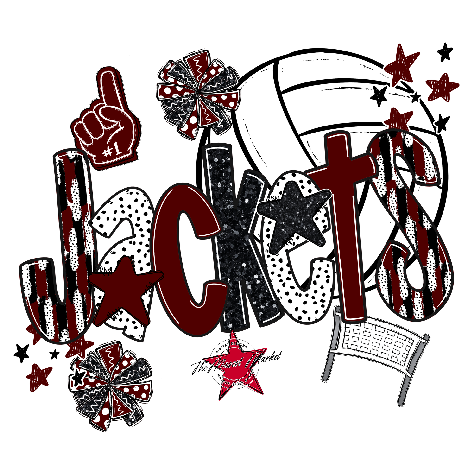 Jackets Volleyball Scrape-Maroon