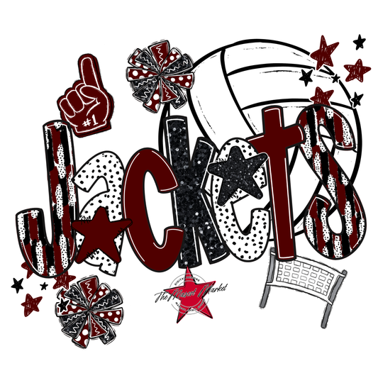 Jackets Volleyball Scrape-Maroon