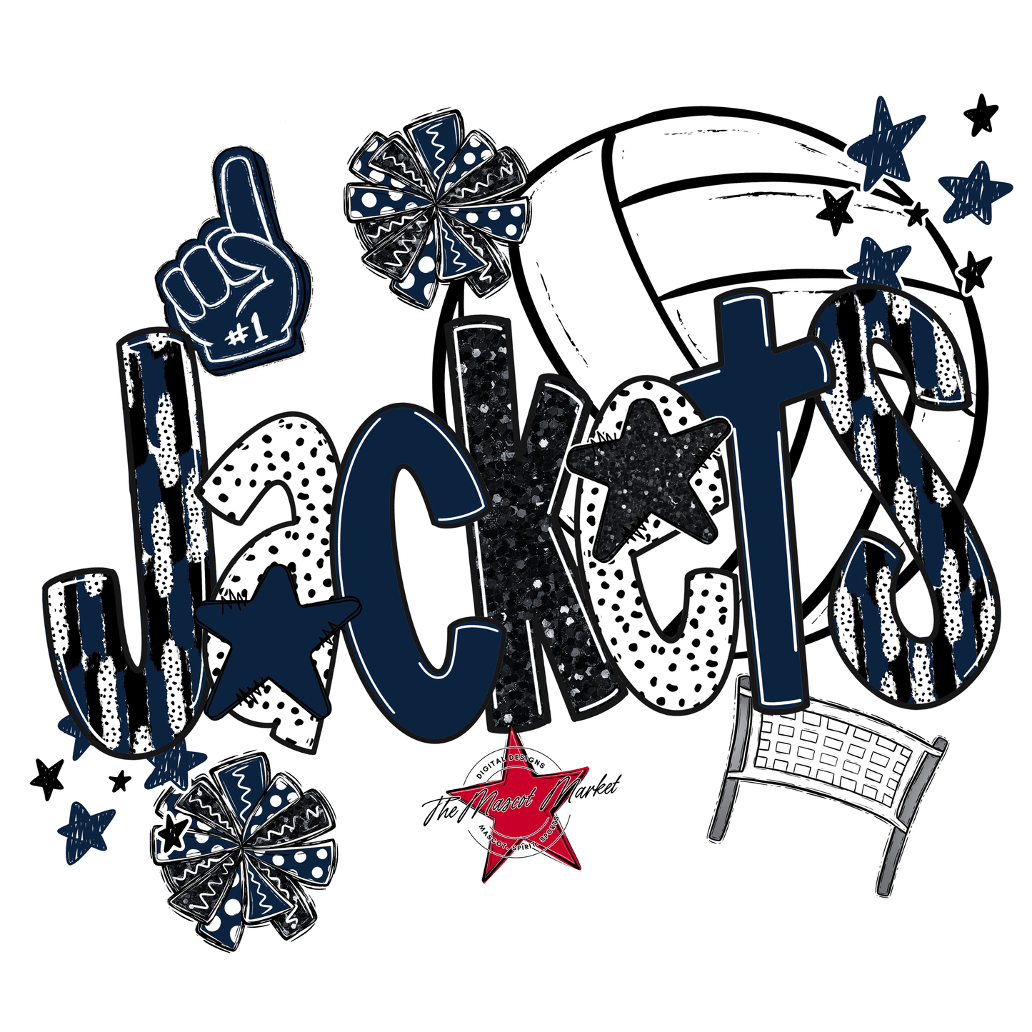 Jackets Volleyball Scrape-Navy