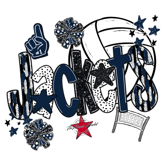 Jackets Volleyball Scrape-Navy