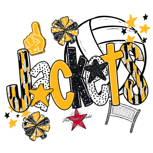 Jackets Volleyball Scrape-Yellow