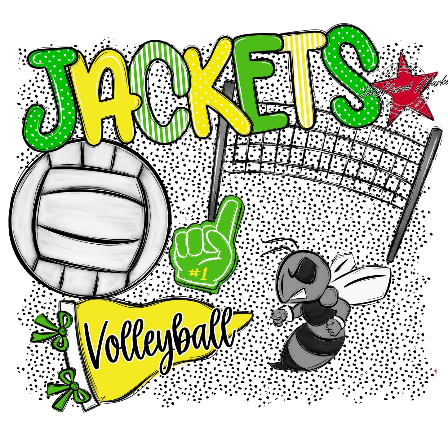 Jackets Volleyball Spirit-Bright Green & Bright Yellow