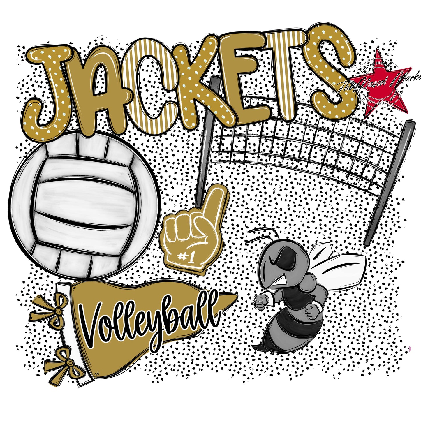Jackets Volleyball Spirit-Gold