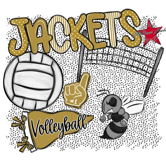 Jackets Volleyball Spirit-Gold