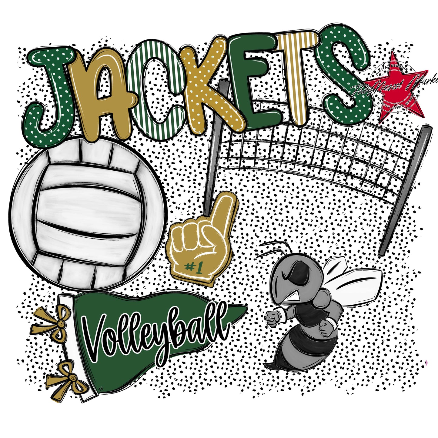 Jackets Volleyball Spirit-Green & Gold