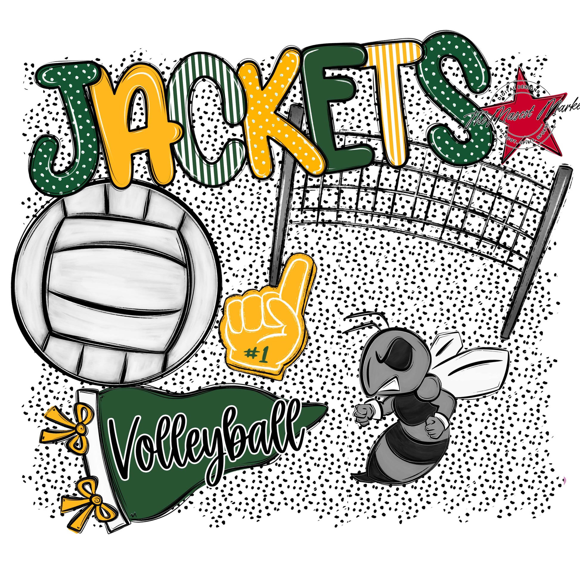 Jackets Volleyball Spirit-Green & Yellow