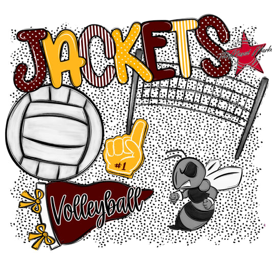 Jackets Volleyball Spirit-Maroon & Yellow