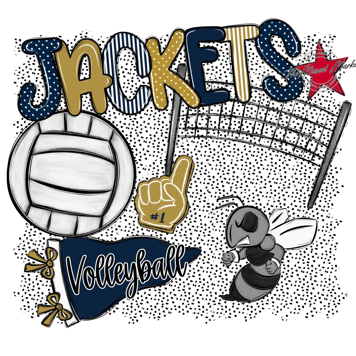 Jackets Volleyball Spirit-Navy & Gold