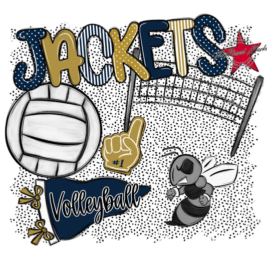 Jackets Volleyball Spirit-Navy & Gold