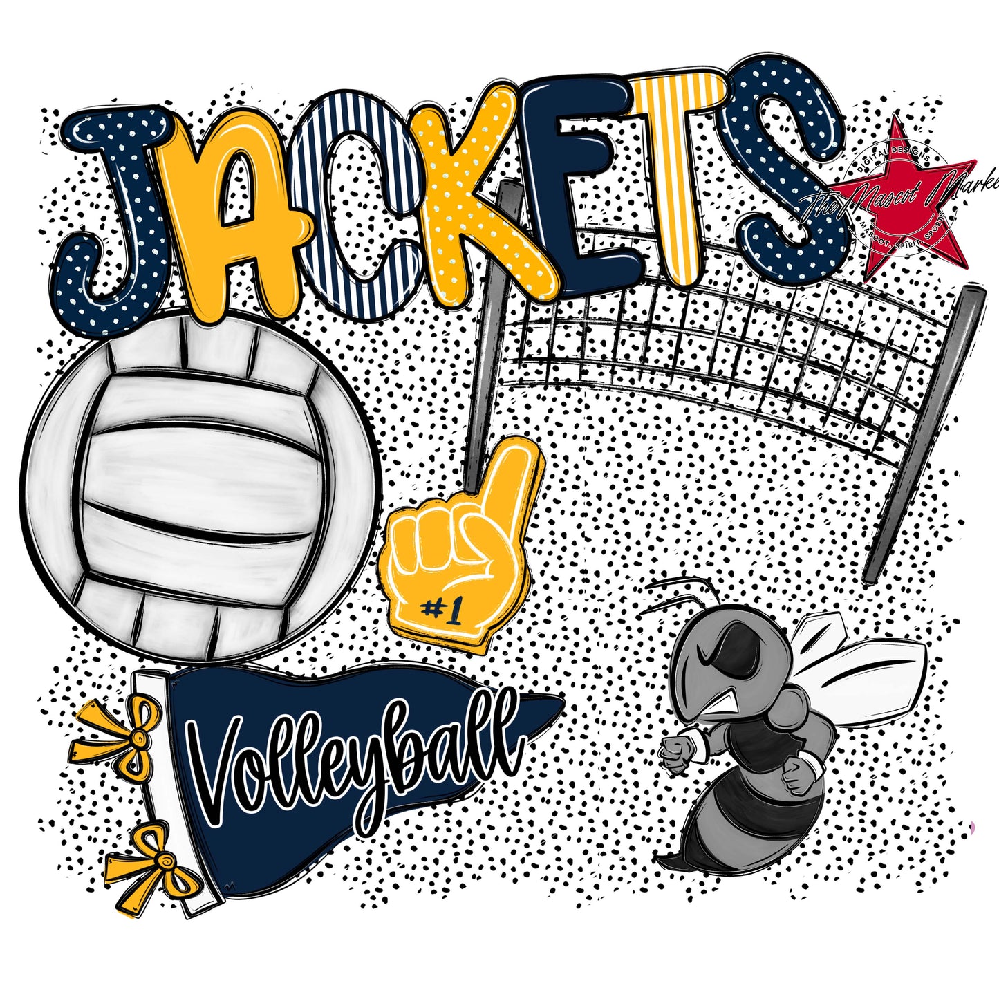 Jackets Volleyball Spirit-Navy & Yellow