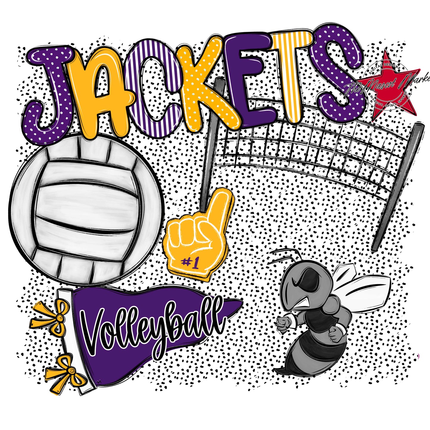 Jackets Volleyball Spirit-Purple & Yellow