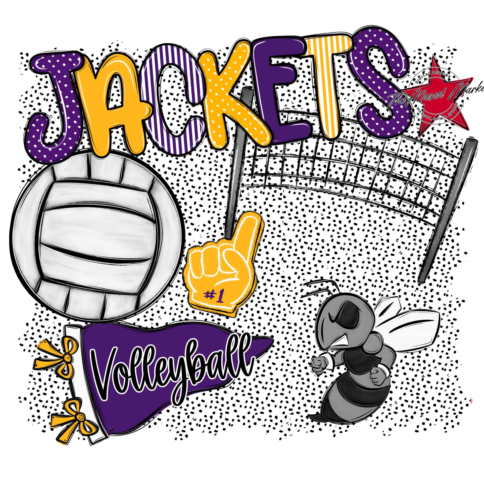 Jackets Volleyball Spirit-Purple & Yellow