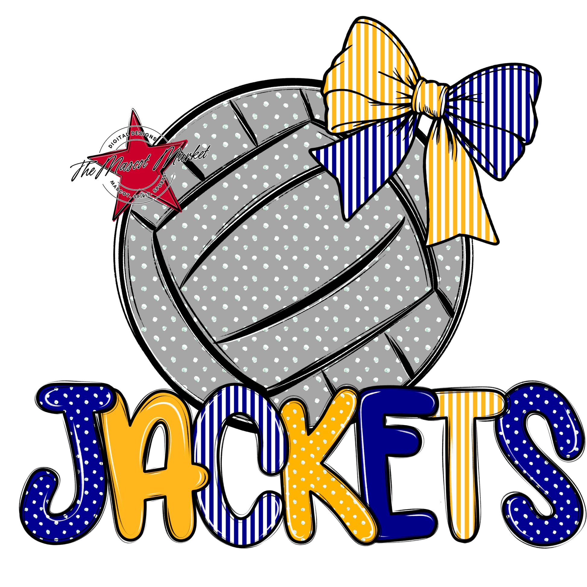Jackets Volleyball Spirit Design-Blue & Yellow