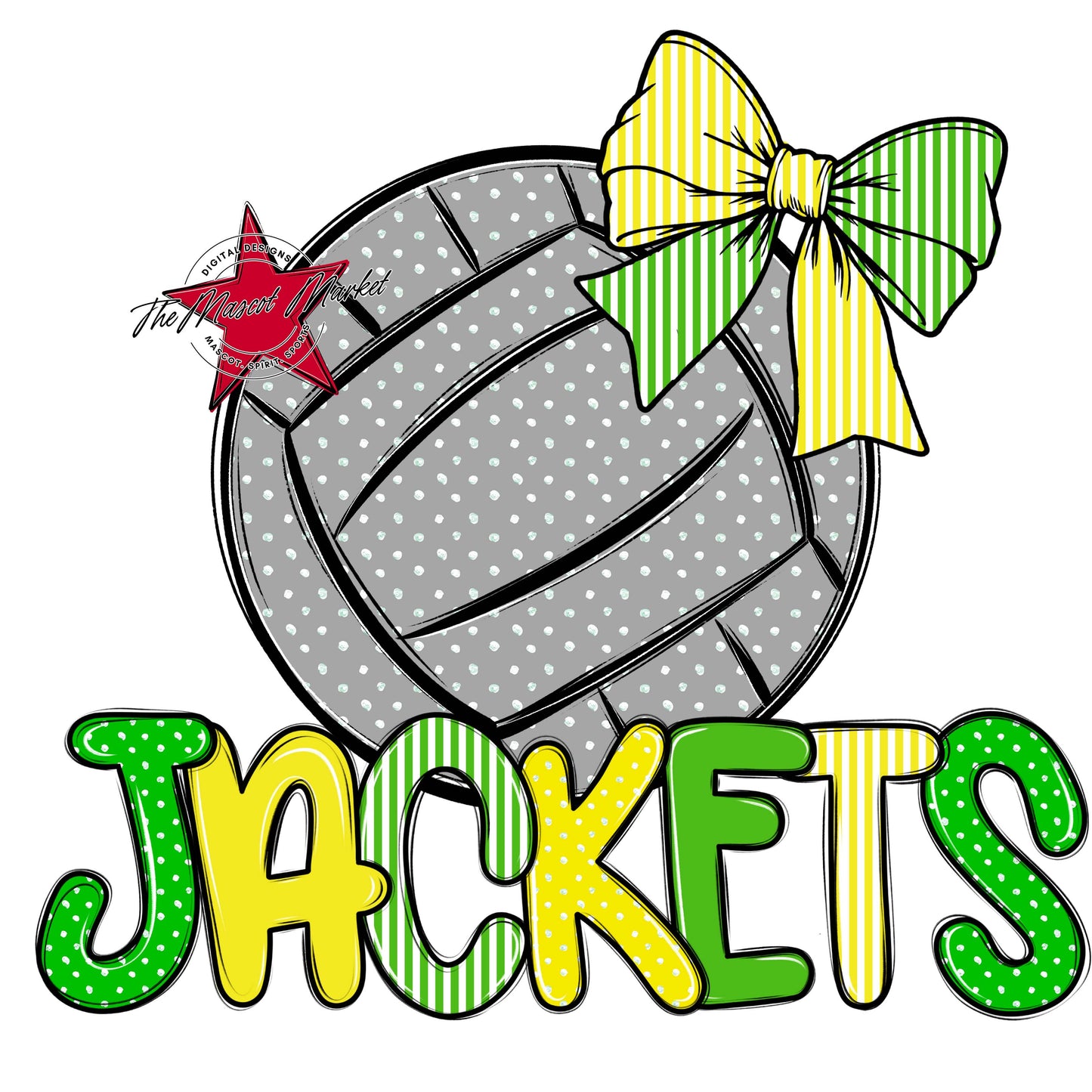 Jackets Volleyball Spirit Design-Bright Green & Bright Yellow