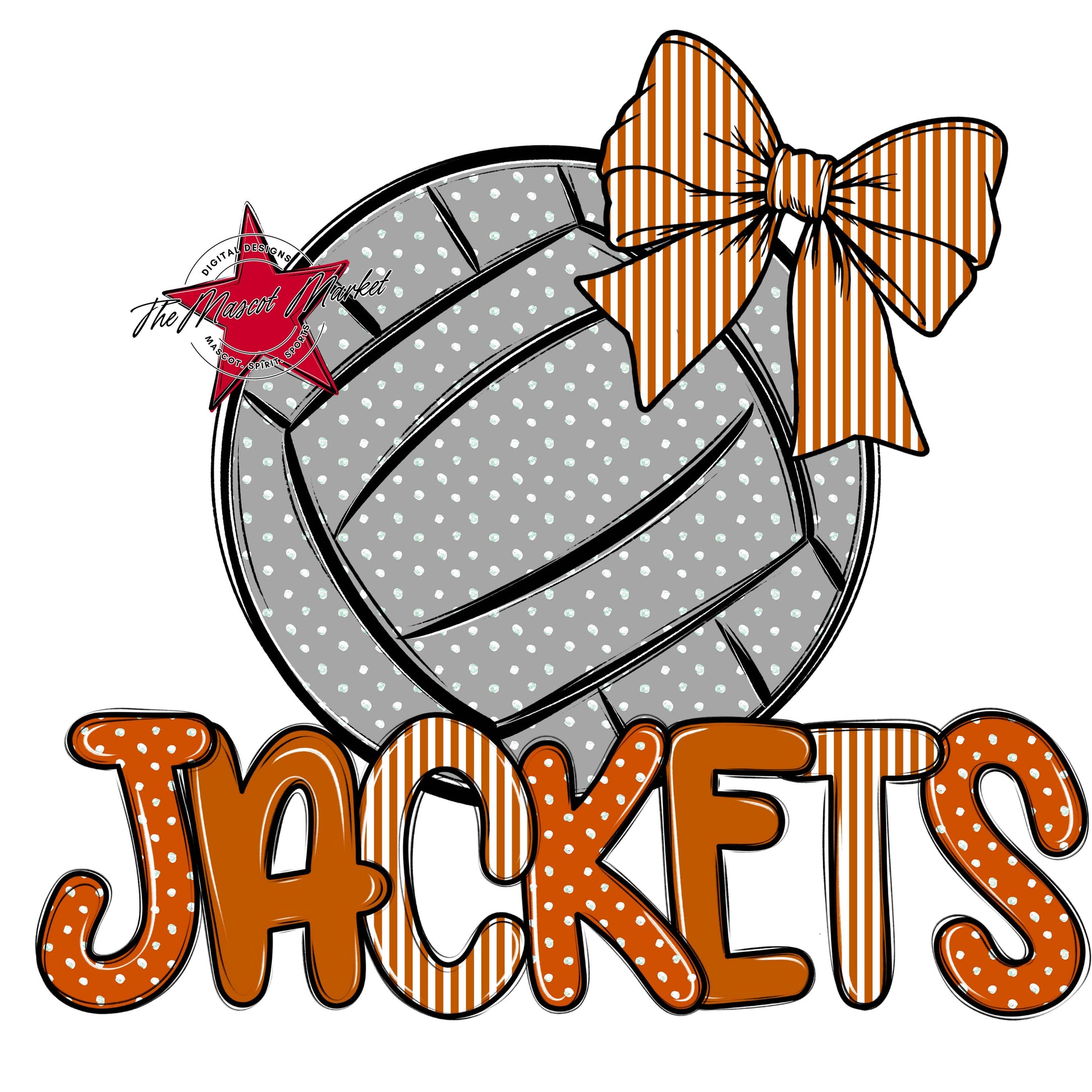 Jackets Volleyball Spirit Design-Burnt Orange
