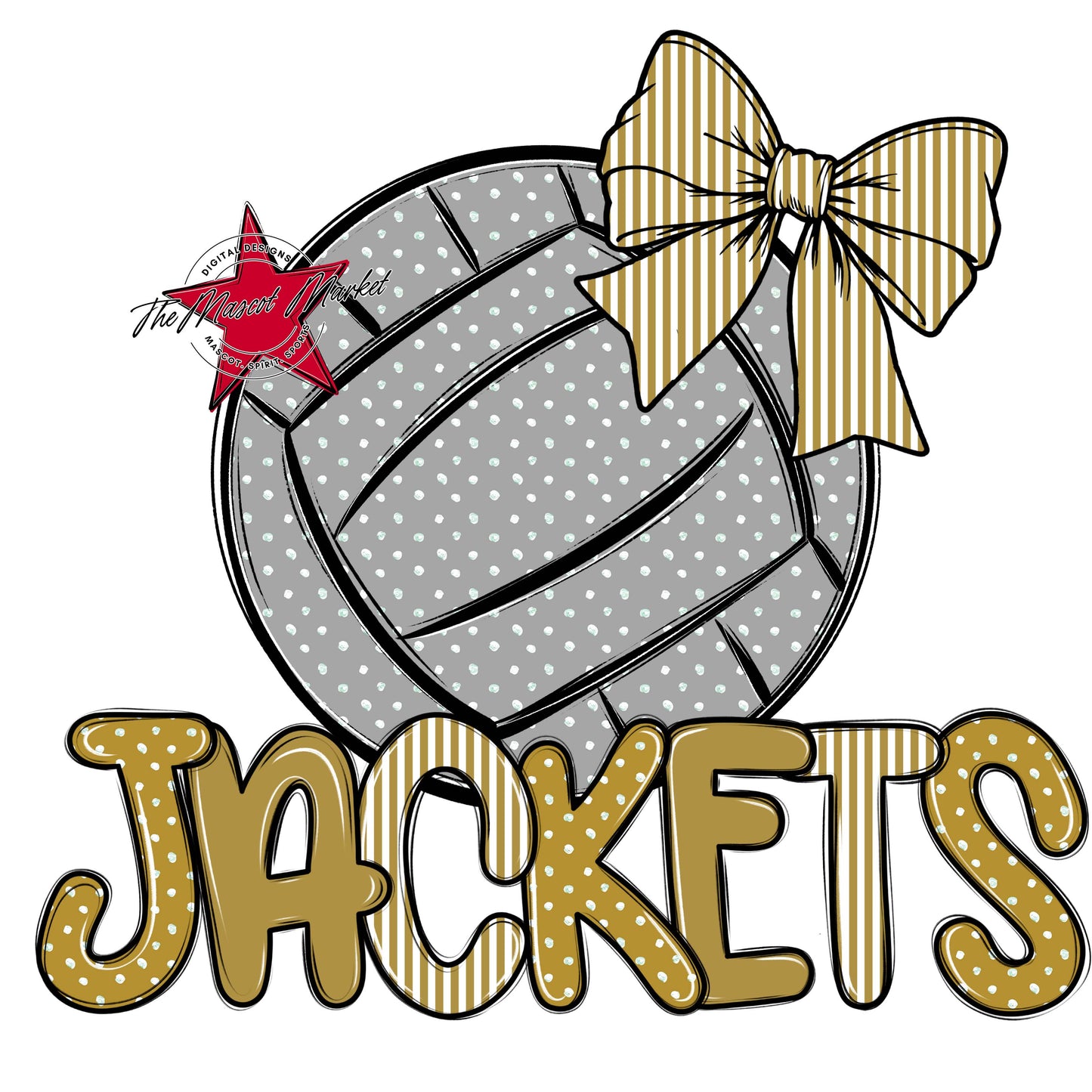 Jackets Volleyball Spirit Design-Gold