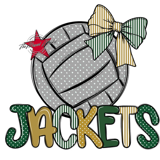 Jackets Volleyball Spirit Design-Green & Gold