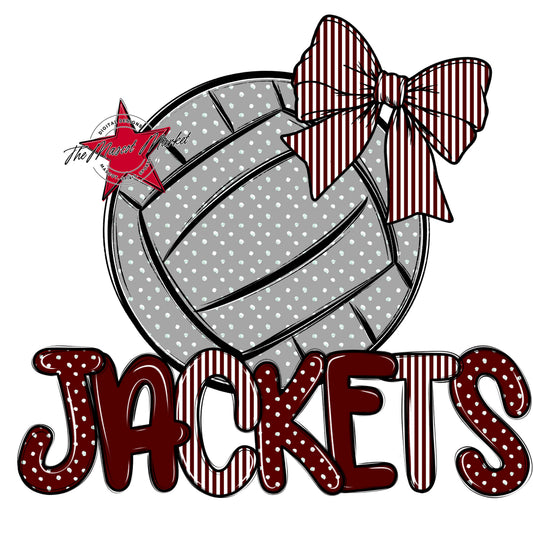 Jackets Volleyball Spirit Design-Maroon